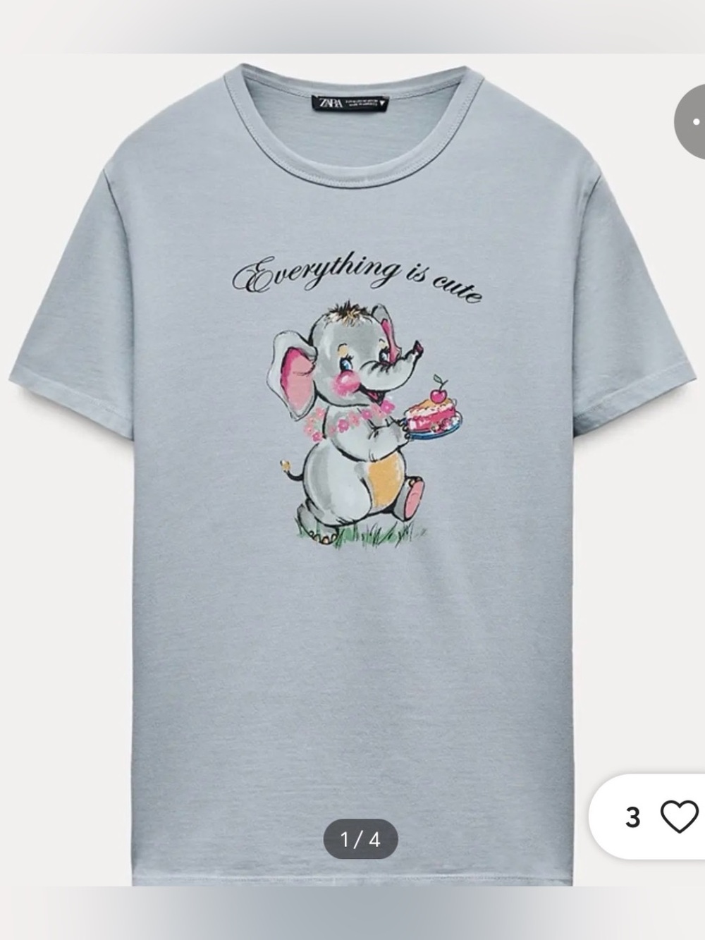 Zara Women’s ‘Everything is cute’ Grey Graphic Tee